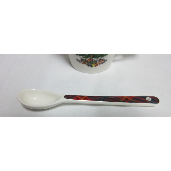 Spode Mug & Spoon set- Christmas Tree, Tartan Plaid 14oz New in Box Gift - Picture 4 of 9